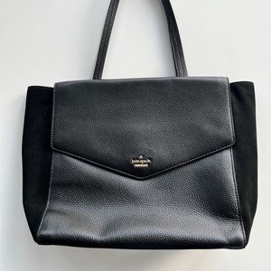 Kate Spade Black Leather and Suede Tote Shoulder Bag